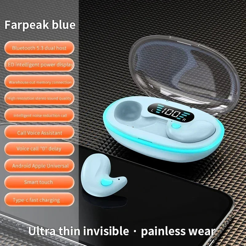 Sleeping Earbuds Wireless Mini Headphones For Work TWS Bluetooth Earphone Stereo Hidden Headsets with Mic HD Call Waterproof X55