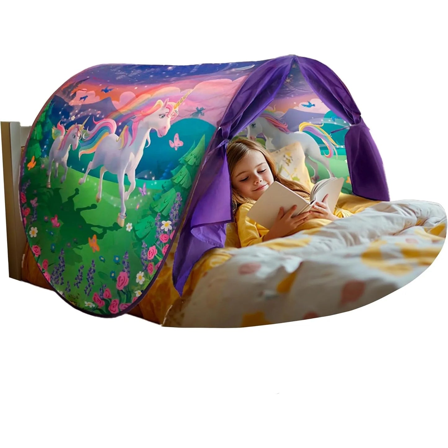 Dream Tent with light show for Kids Bed with Storage Pocket Foldable Kids Tent on Bed Mosquito Net Tent