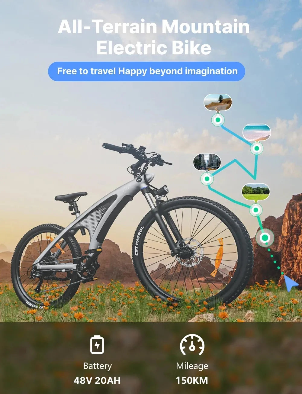 HUANCI Q5 electric bike Mountain electric e bike adults 48V 20AH Electric bike 27.5 Inch electric bikes ebike electric bicycle