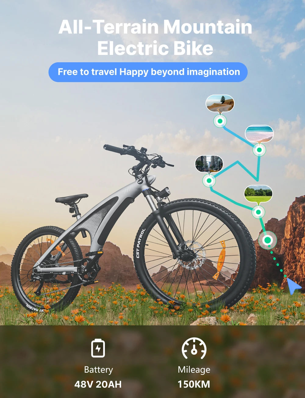 HUANCI Q5 electric bike Mountain electric e bike adults 48V 20AH Electric bike 27.5 Inch electric bikes ebike electric bicycle