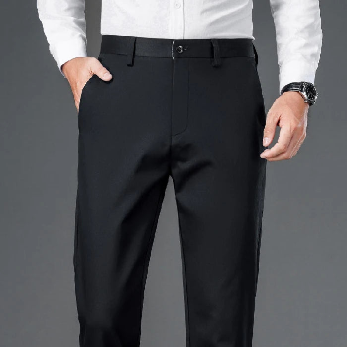 Men's straight leg office black deep blue pants