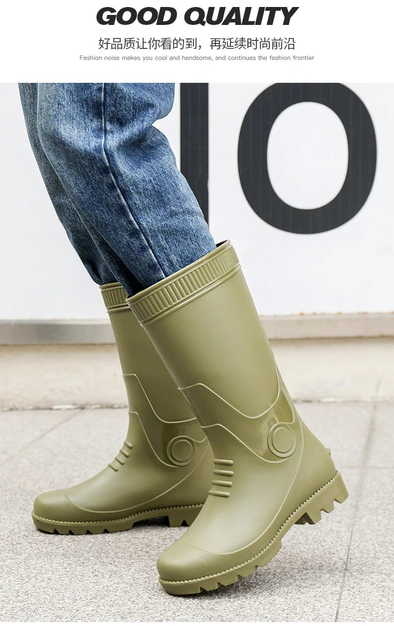 Fashion Boots for Couples High Rain Shoes Waterproof Galoshes Husband Fishing Work Garden Rainboots Women and Men Rubber Shoes