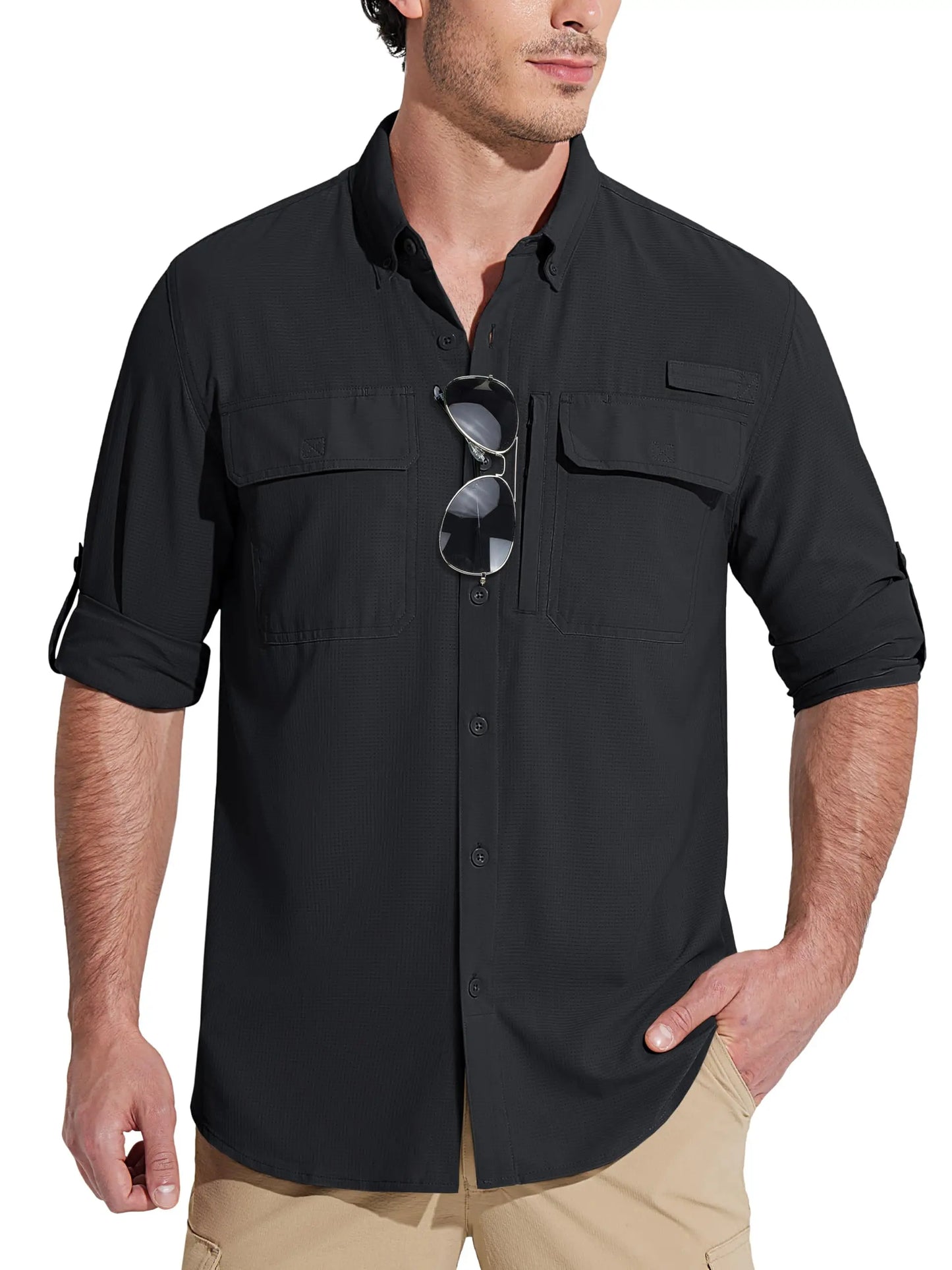 MAGCOMSEN Men's Long Sleeve Shirt with 3 Pockets