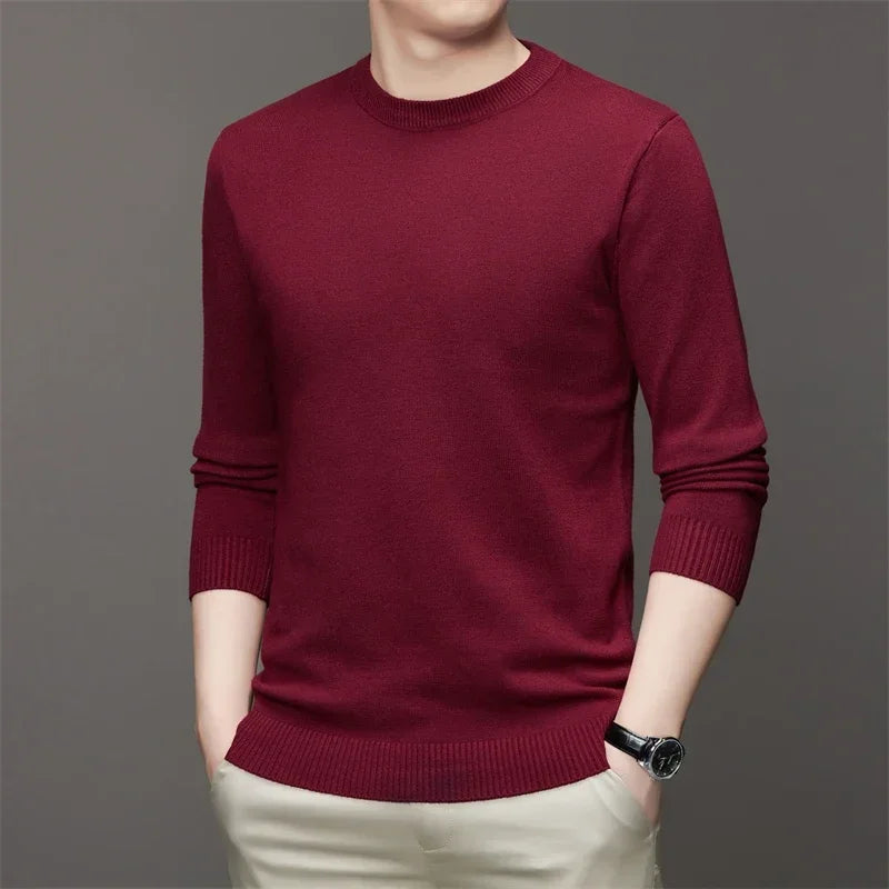 7 Colour Men's Round Neck Long Sleeved Solid Color Sweater