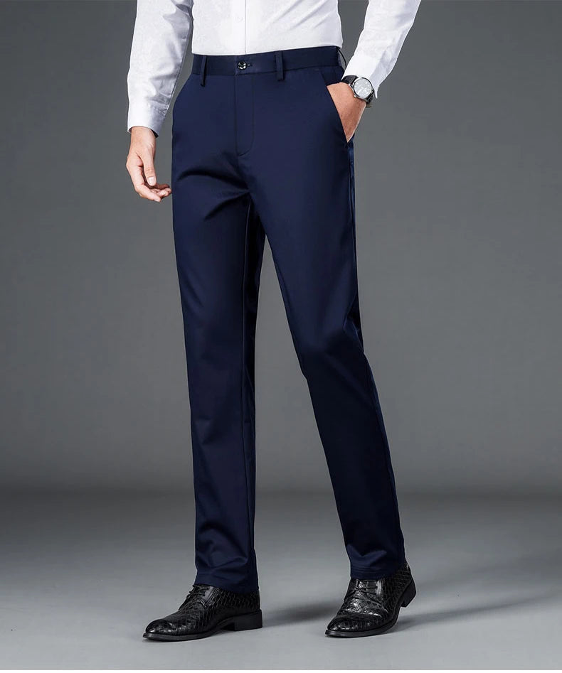 Men's straight leg office black deep blue pants