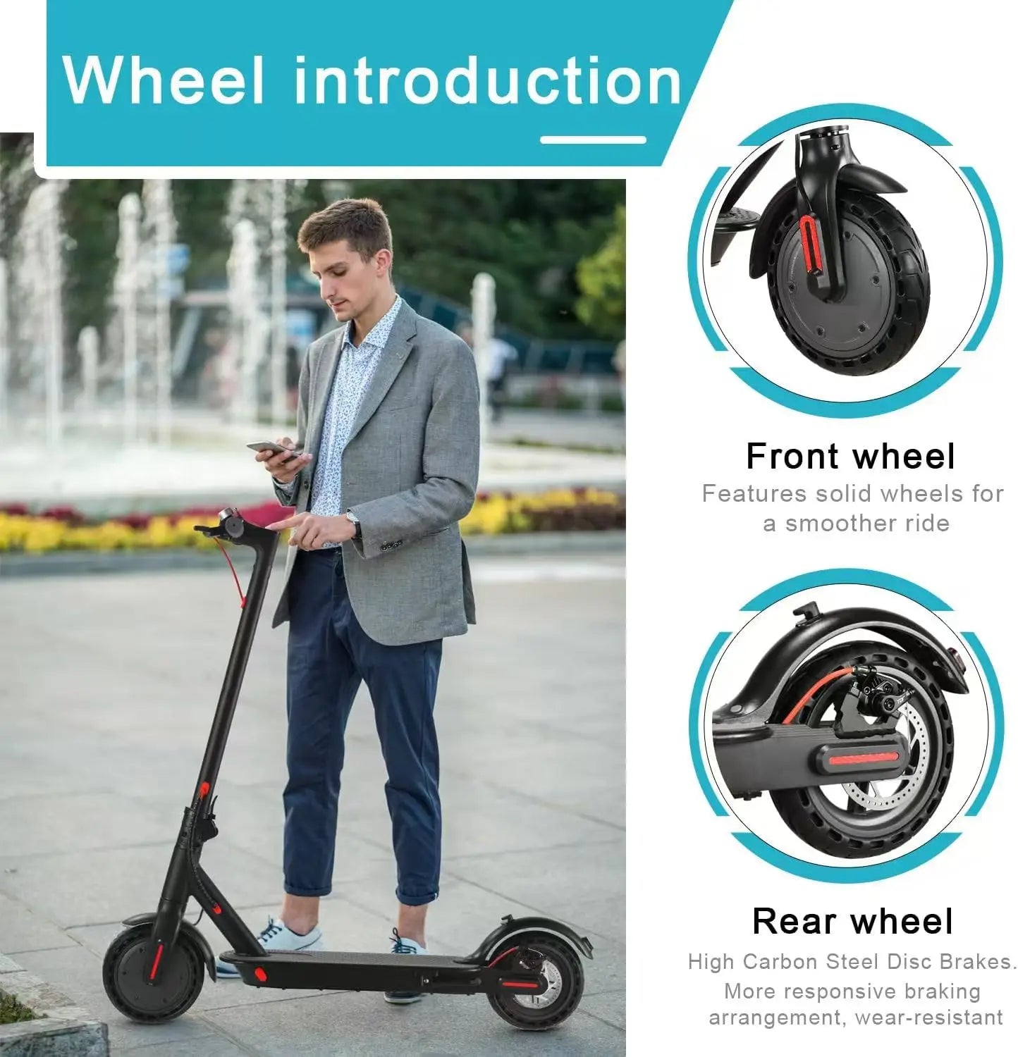 E-Scooter Foldable Waterproof Adult Electric Scooter 8.5Inches Explosion-Proof Tire 36V 350W 10.4Ah Configuration Smart
