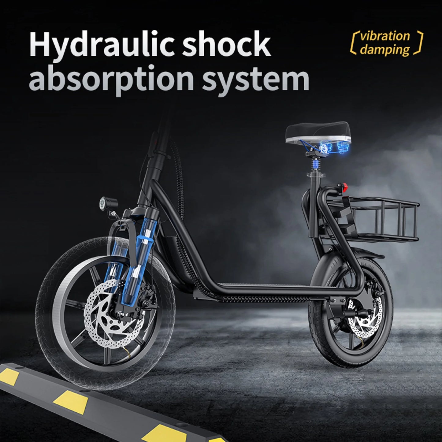AOVOPRO 500W 14inch Electric Bicycle 10.4AH Battery 28Miles Max Range 22MPH Max Speed Shock Absorption Foldable Adult Ebike