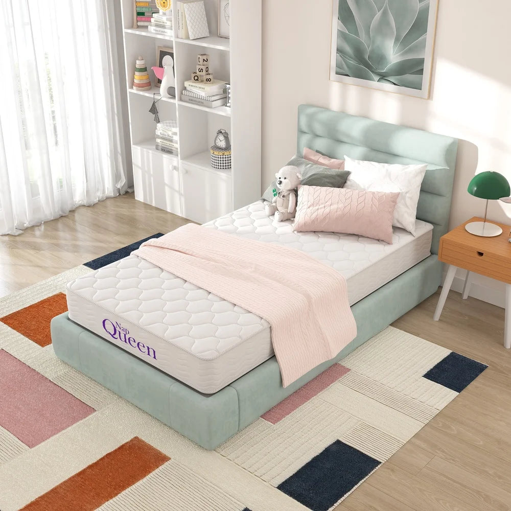 Twin Innerspring Mattress 8 Inch Medium Firm Bonnell Coil Hypoallergenic Foam Breathable Construction Mattress in a Box All Ages