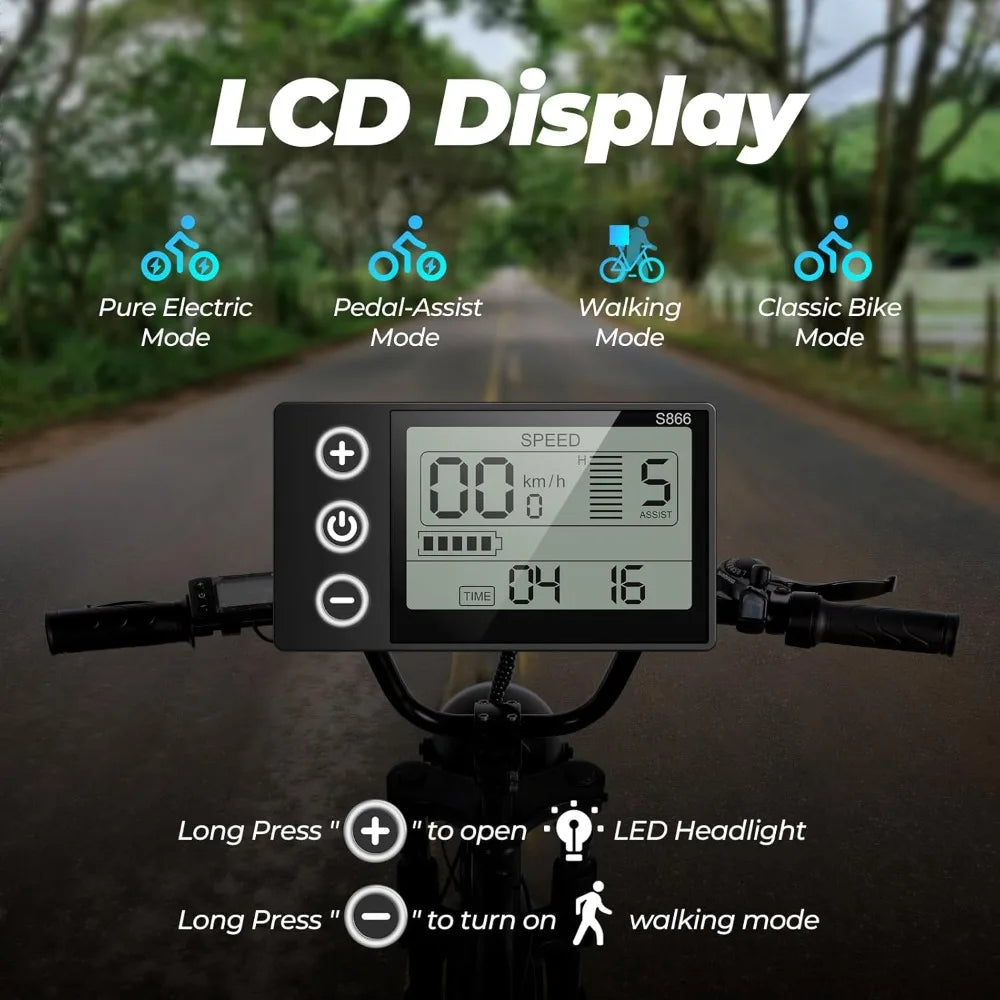 Fat Tire Electric Bike for Adults,1500W 32 Mph Top Speed Motorcycle Design Ebike, 48v 15.6AH 25-50 miles Long Range E Bike