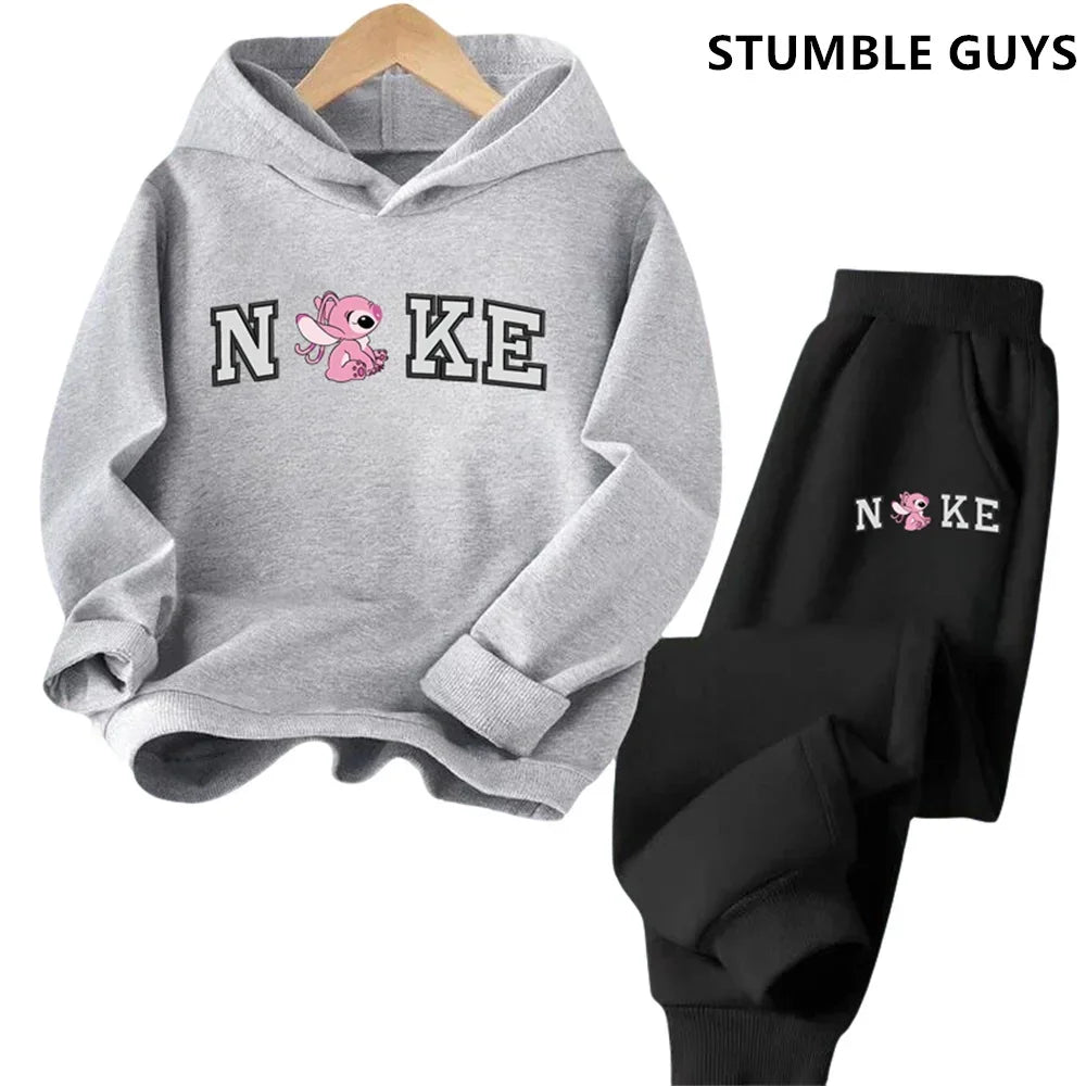 Children's Clothing Stitch Hoodie Set Boys Girls Casual Long-sleeved Sweatshirts Tops2-13 Years Old Kids Casual Trucksuit