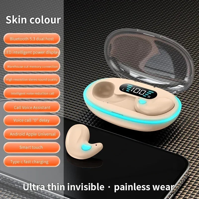 Sleeping Earbuds Wireless Mini Headphones For Work TWS Bluetooth Earphone Stereo Hidden Headsets with Mic HD Call Waterproof X55