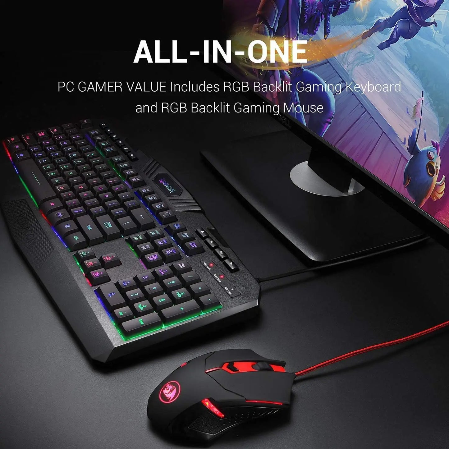 Redragon S101 Gaming Keyboard, M601 Mouse, RGB Backlit Gaming Keyboard, Programmable Backlit Mouse, Value Combo Set
