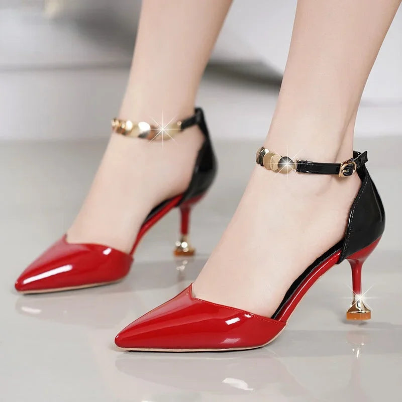 Sweet Pointed Toe Buckles Strap Stiletto Heels