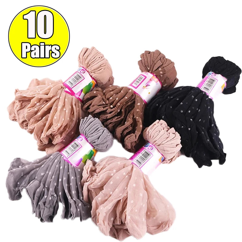 Black Dot Transparent Socks Ultra-thin Elastic Women Crystal Silk Socks Nylon Fashion Ladies Summer Short Ankle Socks