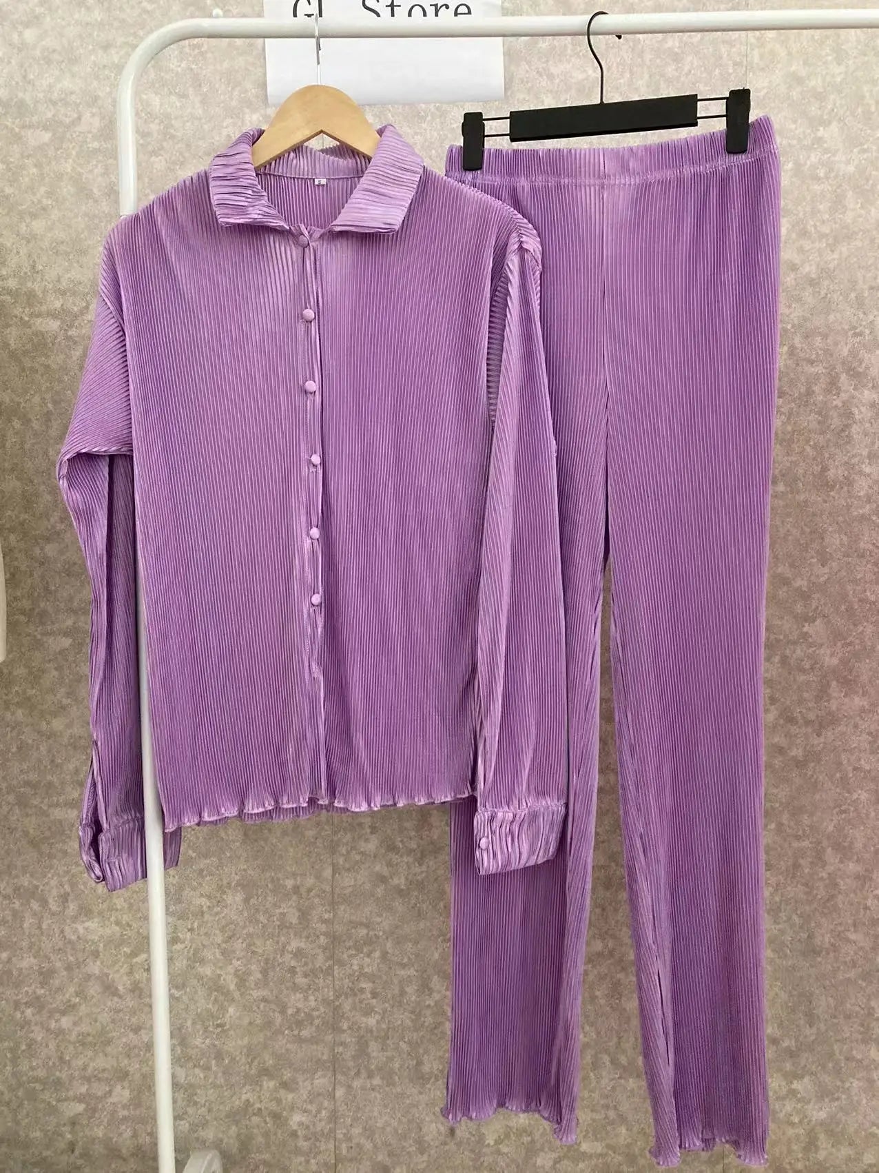 CM.YAYA Street Women's Set Long Sleeve Shirt Tops and Wide Leg Pants Elegant Tracksuit Two Piece Set Sweatsuit Fitness Outfits