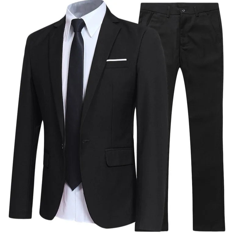 Blazer Suits Men 2 Piece Set Party Coat Straight Pants Ensemble Autumn 2025 Button Trousers Suit Jacket Outfits Formal Banquet