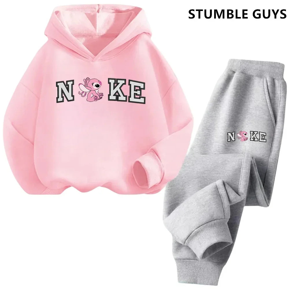 Children's Clothing Stitch Hoodie Set Boys Girls Casual Long-sleeved Sweatshirts Tops2-13 Years Old Kids Casual Trucksuit