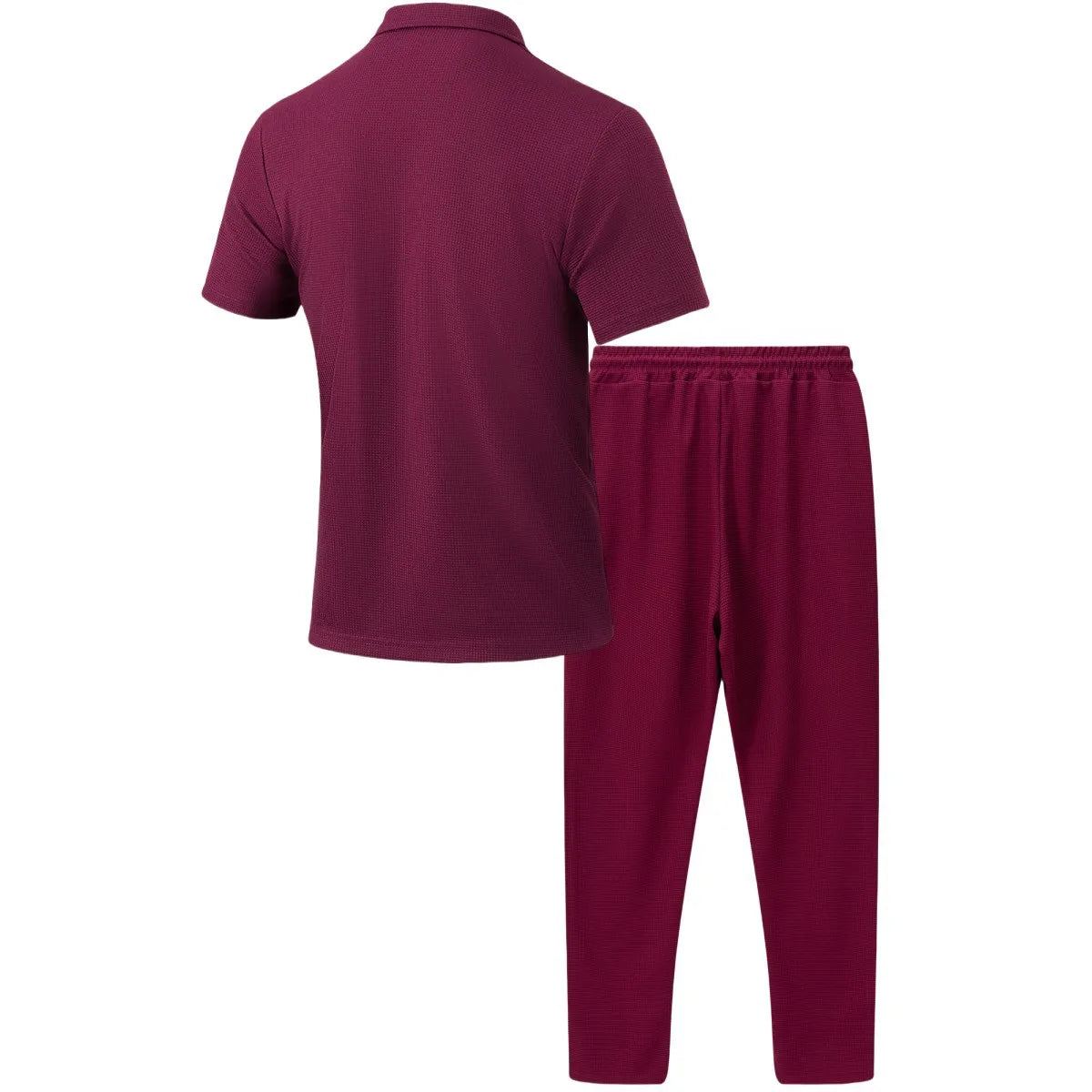 2025 New solid color button pocket shirt short sleeve trousers waffle check two-piece set, outdoor travel set spring and summer