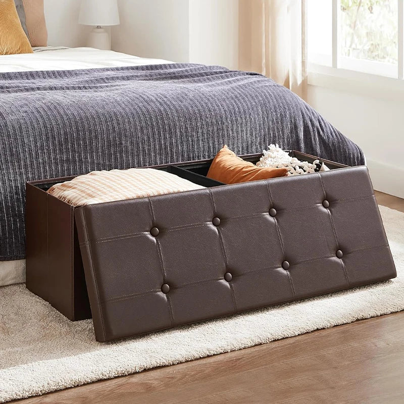 15/30/43 Inch Storage Stool Ottoman,Shoe Bench with Cushioned Seat, Bedside Cabinet & Footrest for Living Room/Bedroom/Office