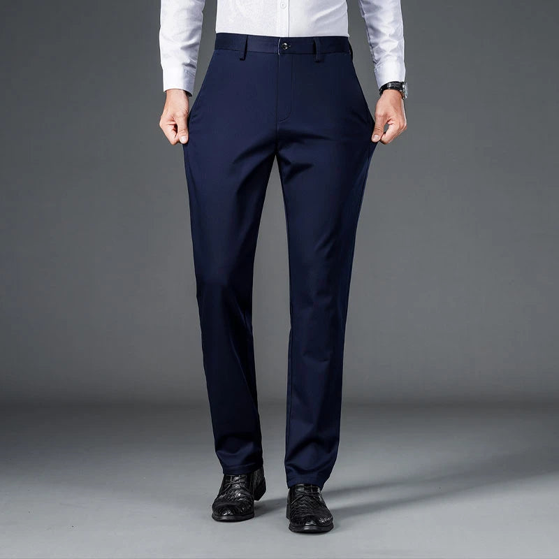 Men's straight leg office black deep blue pants