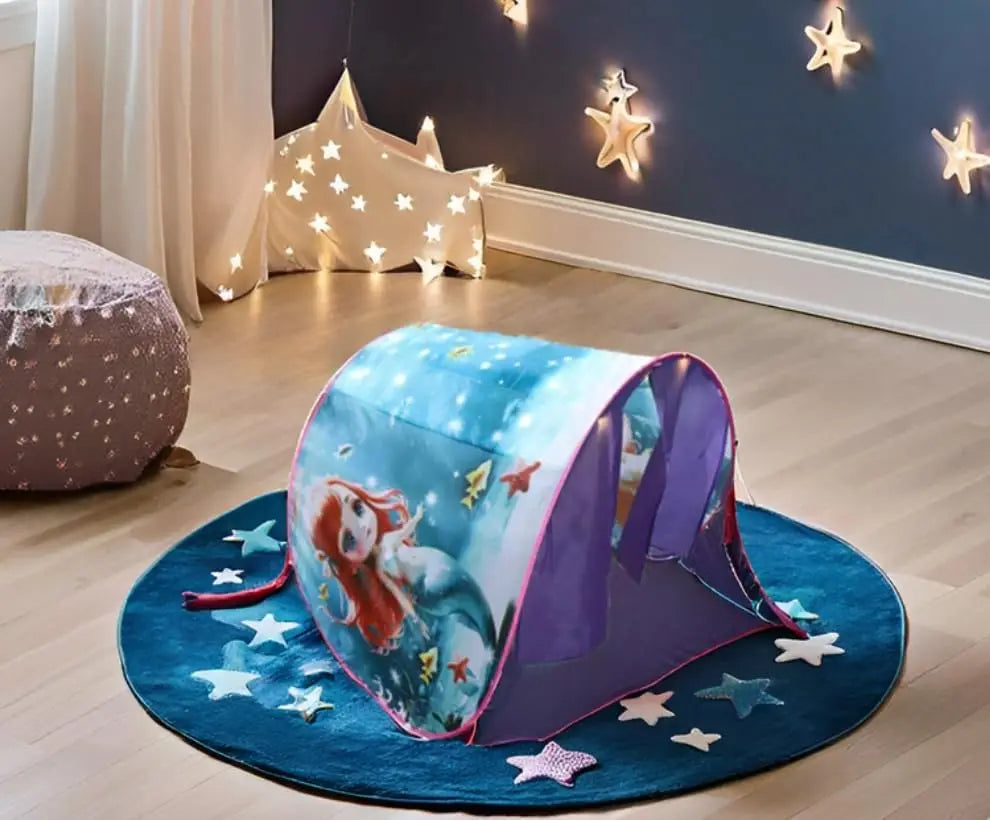 Dream Tent with light show for Kids Bed with Storage Pocket Foldable Kids Tent on Bed Mosquito Net Tent
