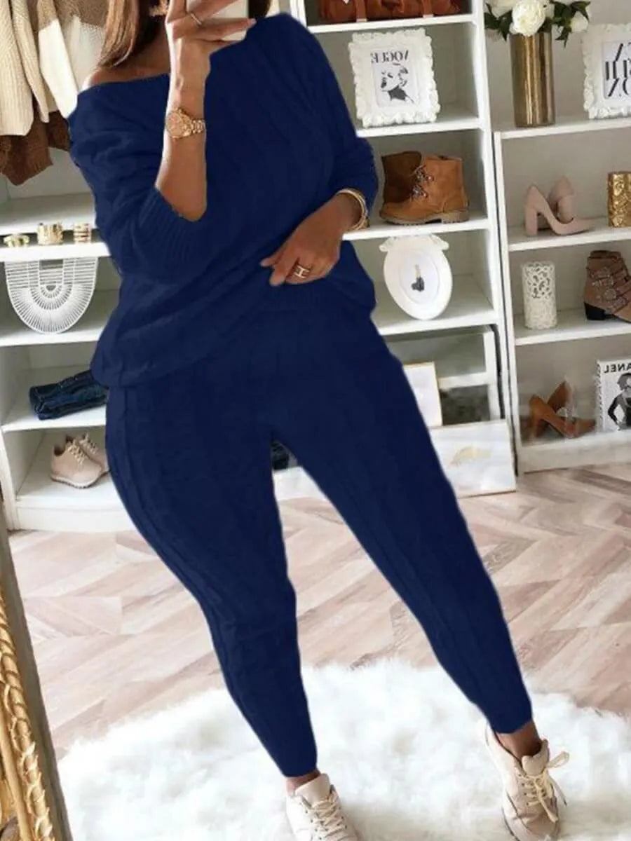 Long Sleeve Knitted Casual Two-piece