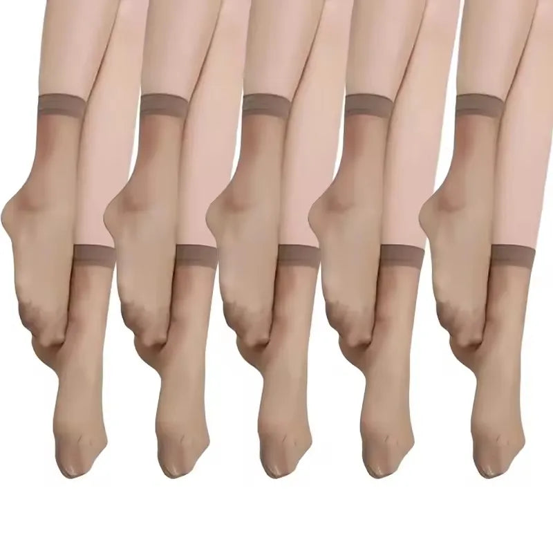 1/10pairs Black Skin Socks Women Sexy Ultrathin Stockings Female Transparent Nylon Crystal Short Ankle Sock Non-Slip Silk Socks