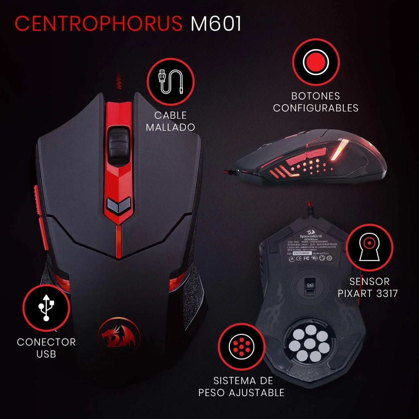 Redragon S101 Gaming Keyboard, M601 Mouse, RGB Backlit Gaming Keyboard, Programmable Backlit Mouse, Value Combo Set