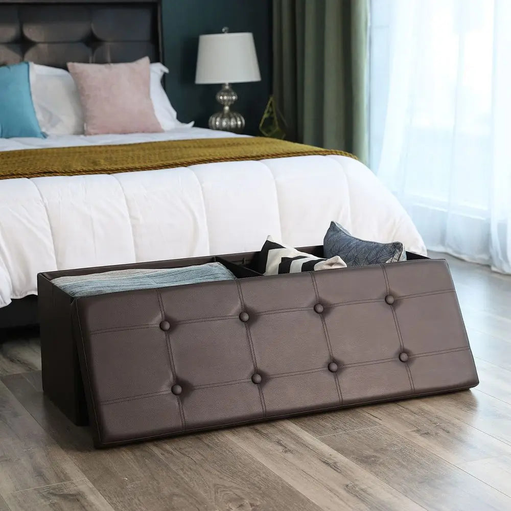 15/30/43 Inch Storage Stool Ottoman,Shoe Bench with Cushioned Seat, Bedside Cabinet & Footrest for Living Room/Bedroom/Office