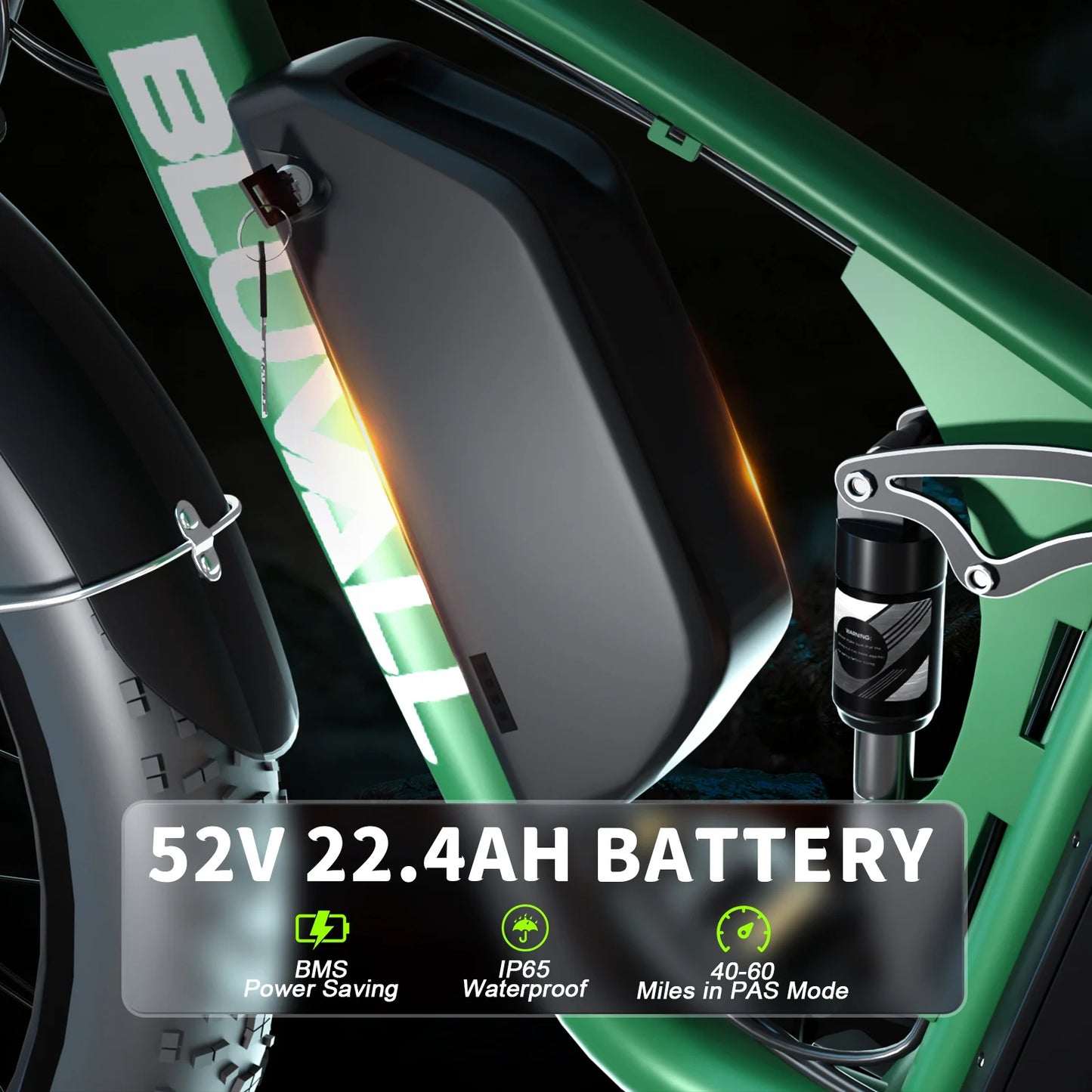 Electric Bicycle 26*4.0 Fat Tire 2000W 52V 22.4AH Battery Road Electric Bike Adults Waterproof Snow Beach EBike
