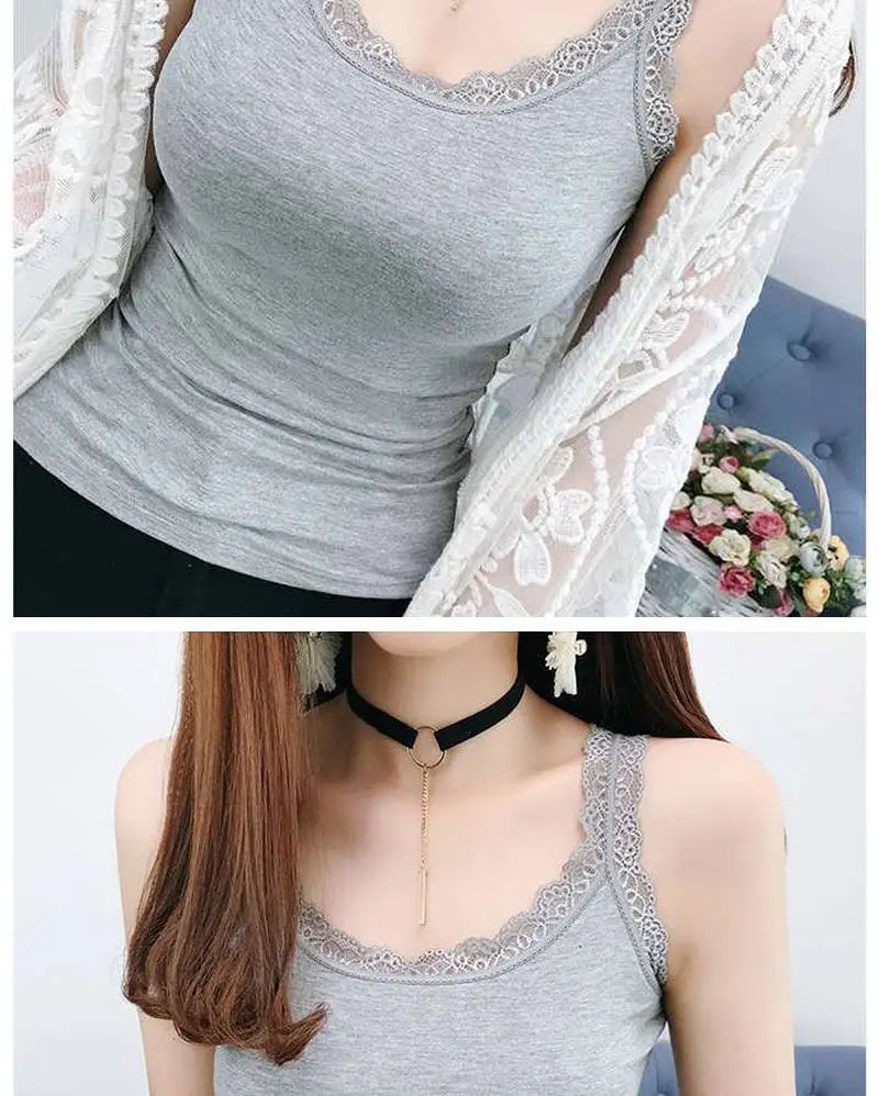 Camisole Plus Size Lingere Tank Top Lace Strap White Black Sleep Vest Bralette Crop Top Sexy Camis Slim Corset Undershirt Tanks