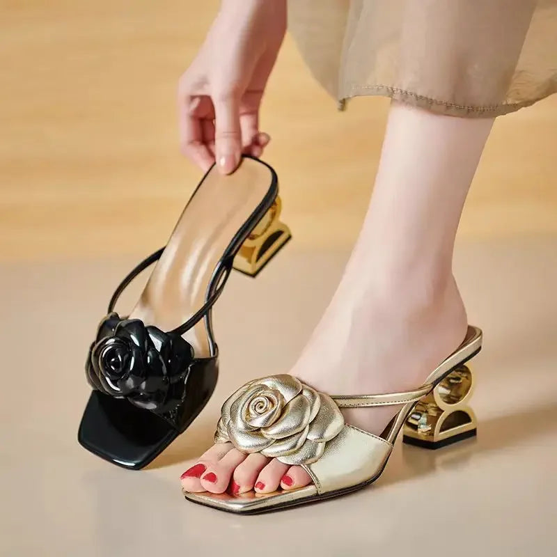 Flowers Black Shoes
