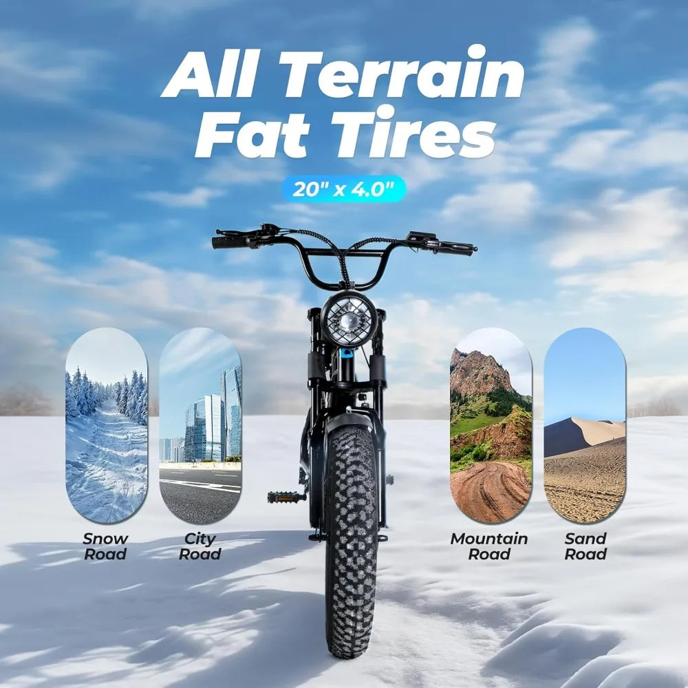 Fat Tire Electric Bike for Adults,1500W 32 Mph Top Speed Motorcycle Design Ebike, 48v 15.6AH 25-50 miles Long Range E Bike