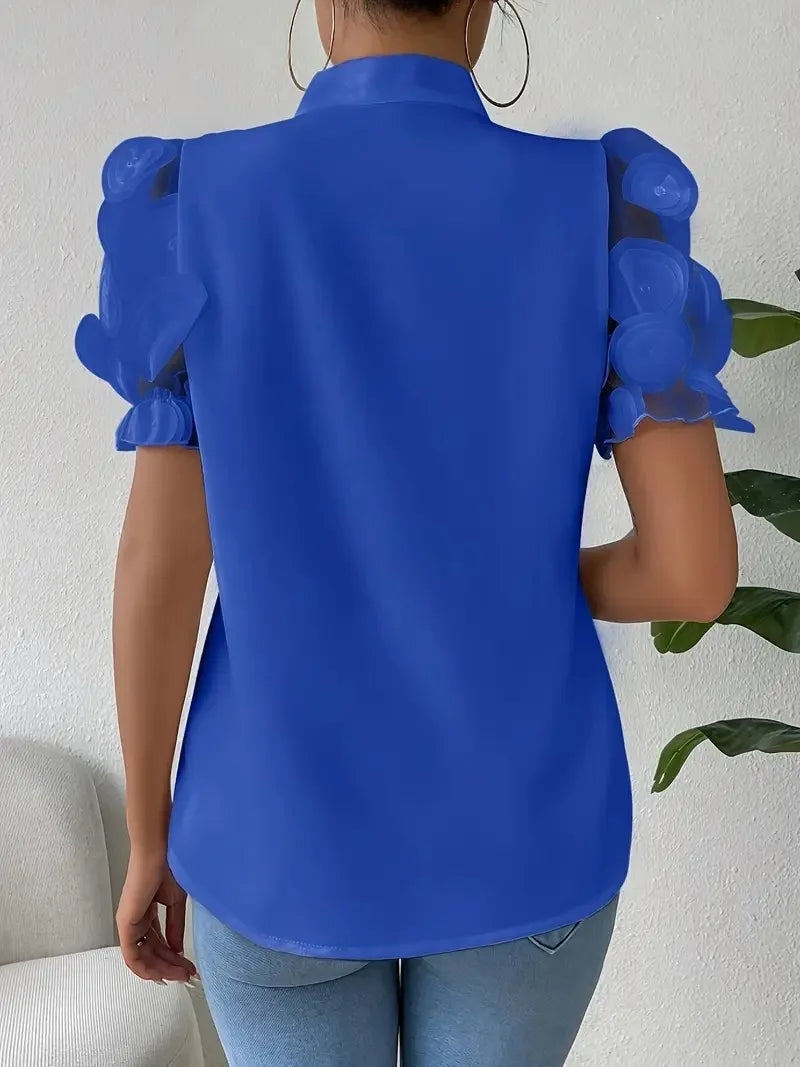Summer Short Sleeve Blouses For Women 2025 Fashion Loose Bow O-neck White Tops Casual Ladies Shirts Elegant