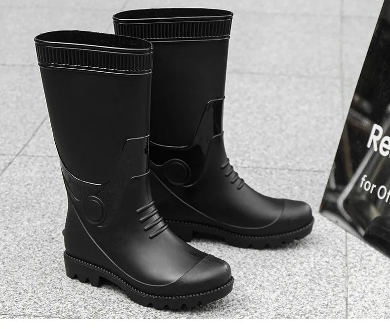 Fashion Boots for Couples High Rain Shoes Waterproof Galoshes Husband Fishing Work Garden Rainboots Women and Men Rubber Shoes