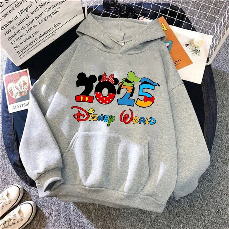 2025 Disney Mickey Minnie Family Vacation Printed Hoodie Autumn My First Disney Trip Pullover Tops Women Casual Sweatshirt