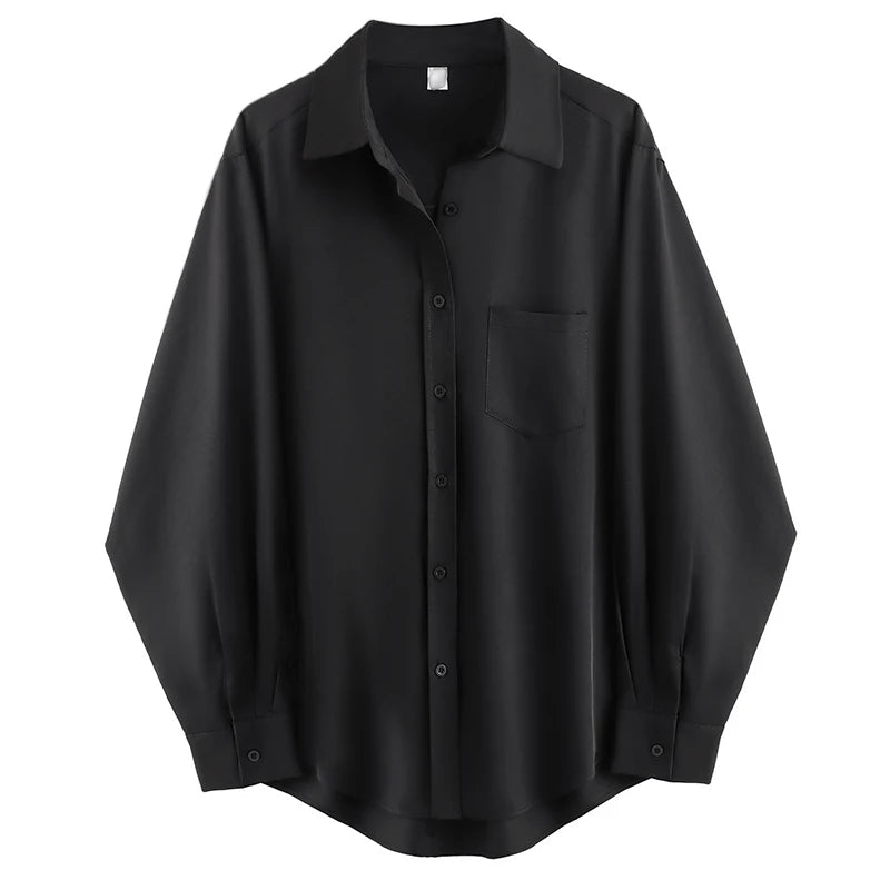 Zadily Minimalist Full Sleeve Oversize Black Women Basic Shirt Button Up Loose Woman Tuic Blouses 2025 Autumn Female Long Tops