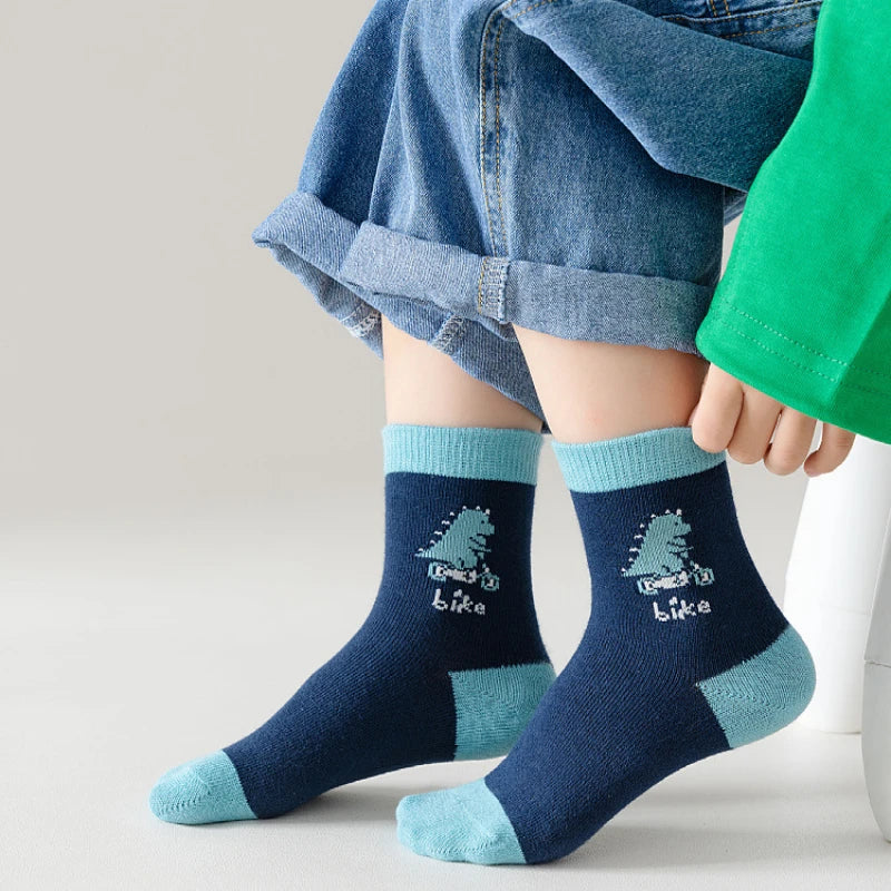 Kids' Socks 5 Pairs/lot Soft Cotton Thin Socks Spring Autumn Cotton Socks Medium Little Boys Crew Sock Baby Cartoon Pattern