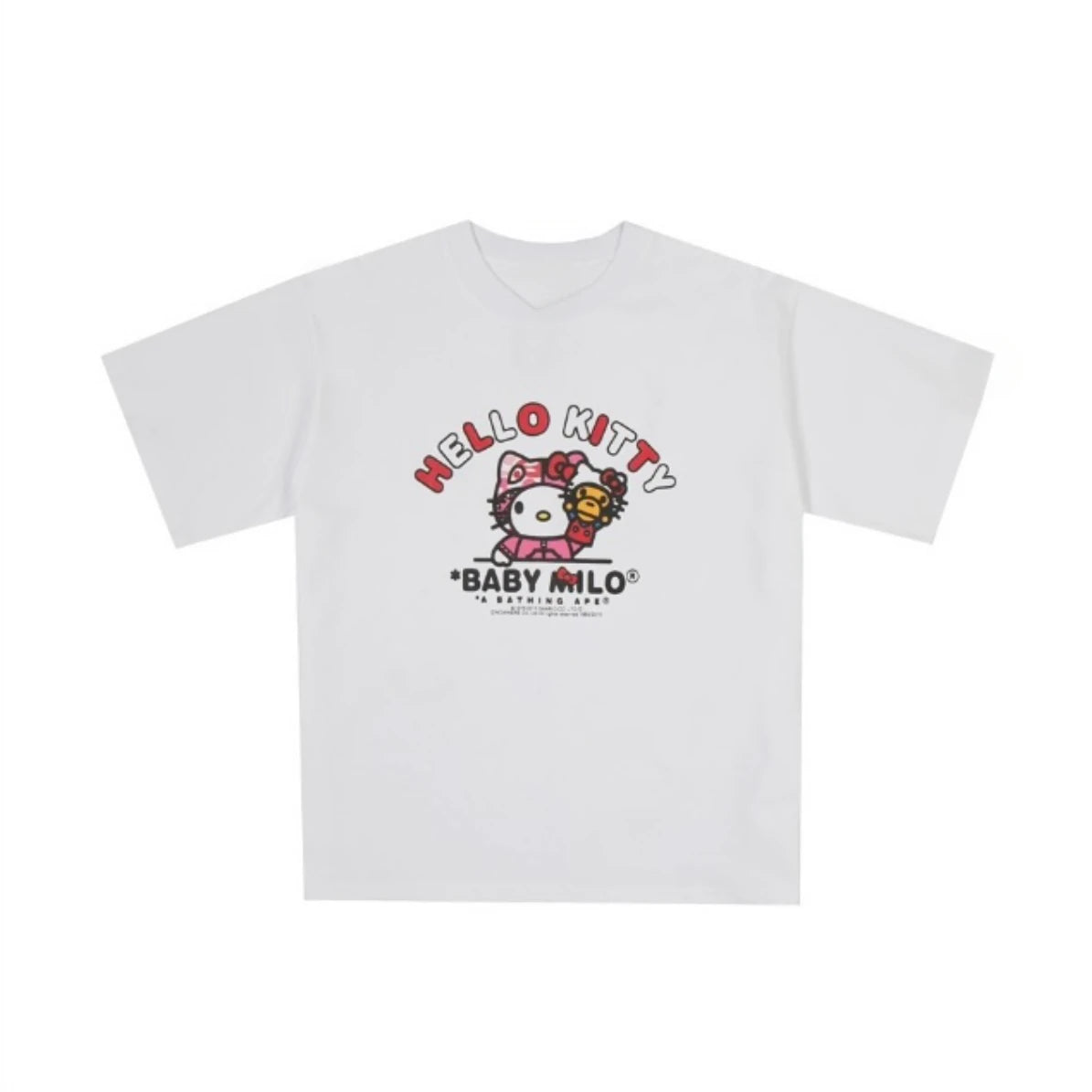 HelloKitty Sanlio Classic INS Letter Print Cotton Loose Male and Female Couple Short Sleeve T-shirt Is for Both Men and Women