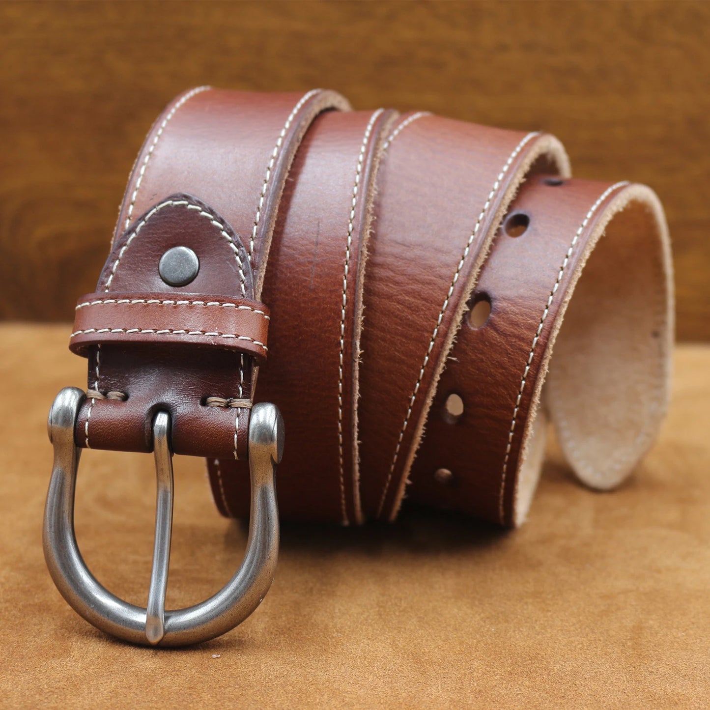 Natural cowhide belt for men's hard metal buckle soft original cowhide mens leather belt unique texture real leather jeans belt