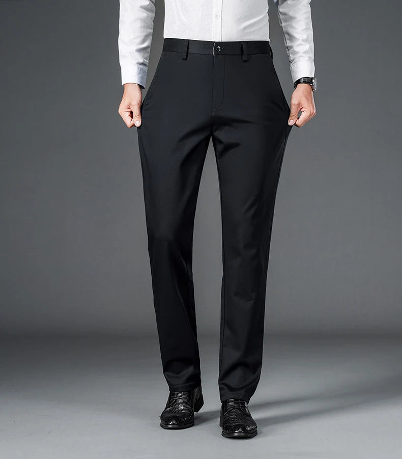 Men's straight leg office black deep blue pants