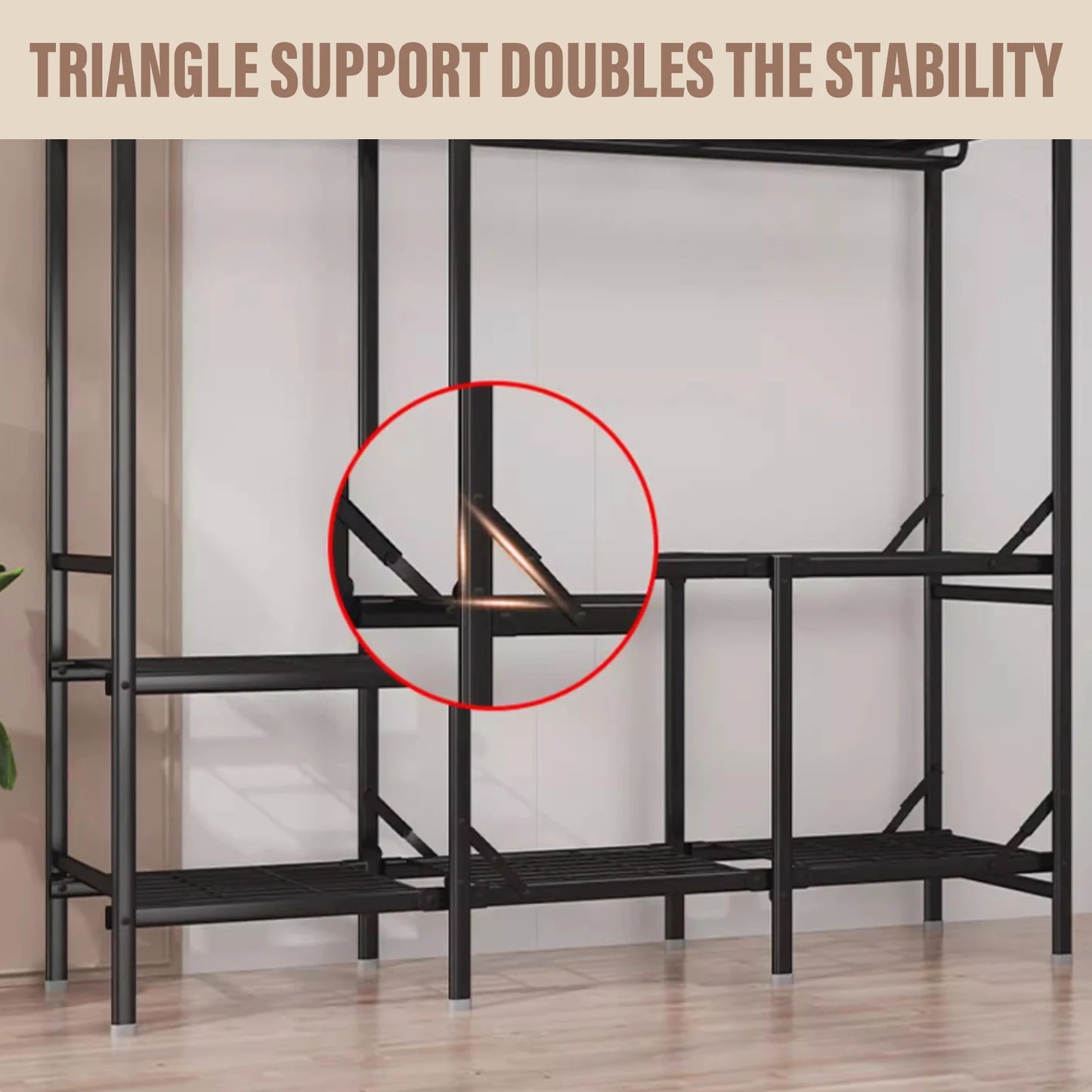 Foldable Wardrobe Closet Portable Clothes Closet Wardrobe Heavy Duty Load 1102Lbs Clothes Organizer with Fabric Cover for Cloth