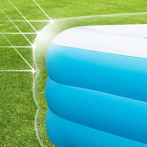 Inflatable Pool with Lights, 130"x72"x22" Solar Inflatable Swimming Pool with Air Pump for Kids, Adults, Family, 7 Color Large B