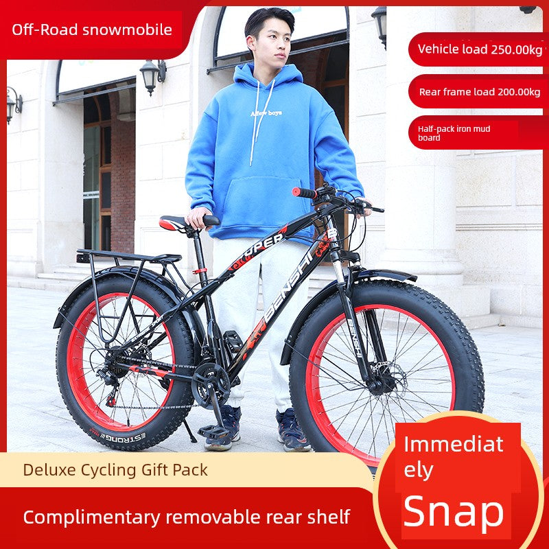Snowmobile off-Road Mountain Bike Oversized Thick Wide Tire Plus-Size ATV Variable Speed Shock Absorption Adult Bicycles for Men and Women
