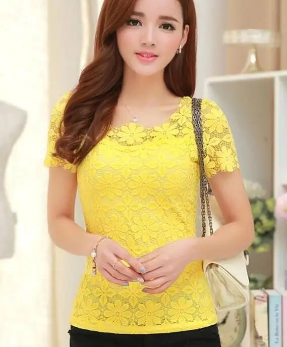 women tops Lace Shirt Blusas Femininas Blouses & Shirts New Fashion Short sleeve Women Blouse plus size Women Clothing 5XL