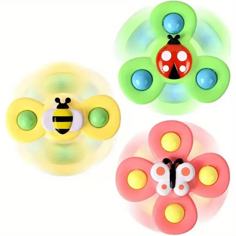 Childrens Interactive Bug Flower Suction Cup Top Toy Cartoon Suction Cup Spinning Baby Toy Educational Fun Play