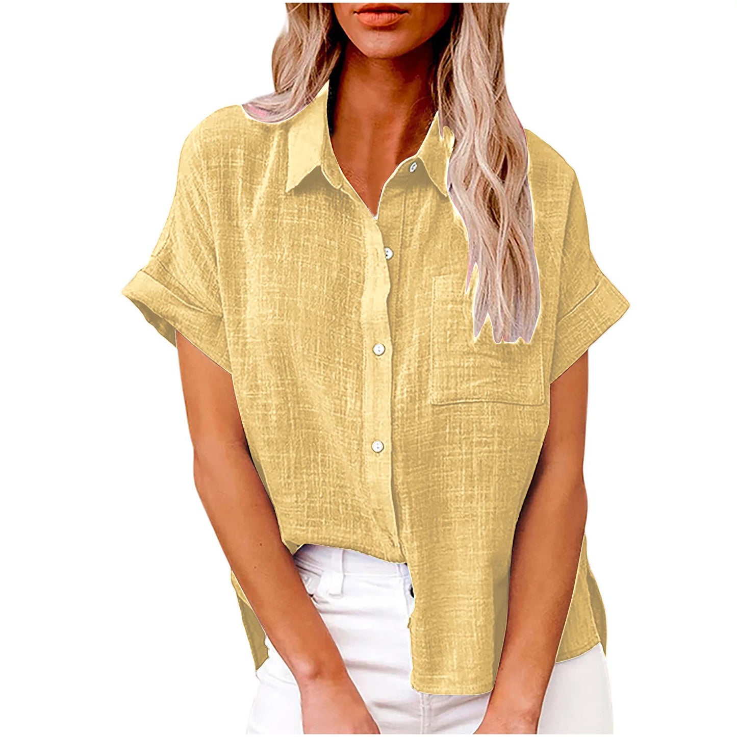 2024 Summer Women's Cotton Blouse Linen Shirt Short Sleeve Casual Loose Shirt S-5XL Camisa Blancas Para Mujeres Blusas Feminina