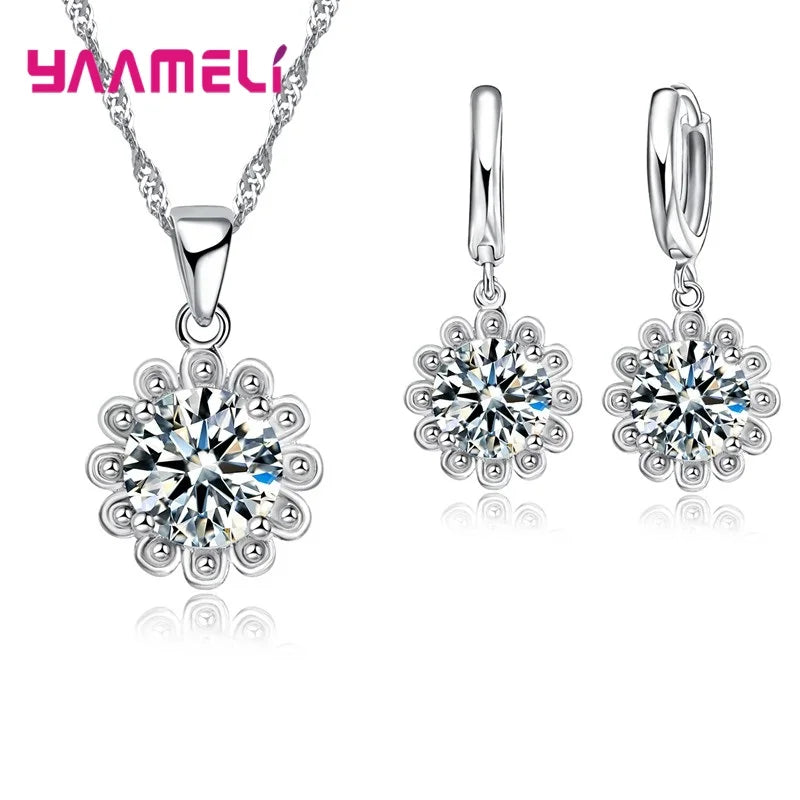 34 Designs Big Promotion 925 Sterling Silver Jewelry Set for Woman Girl Pearl Rhinestone Zircon Pendant Necklace Earrings Chain