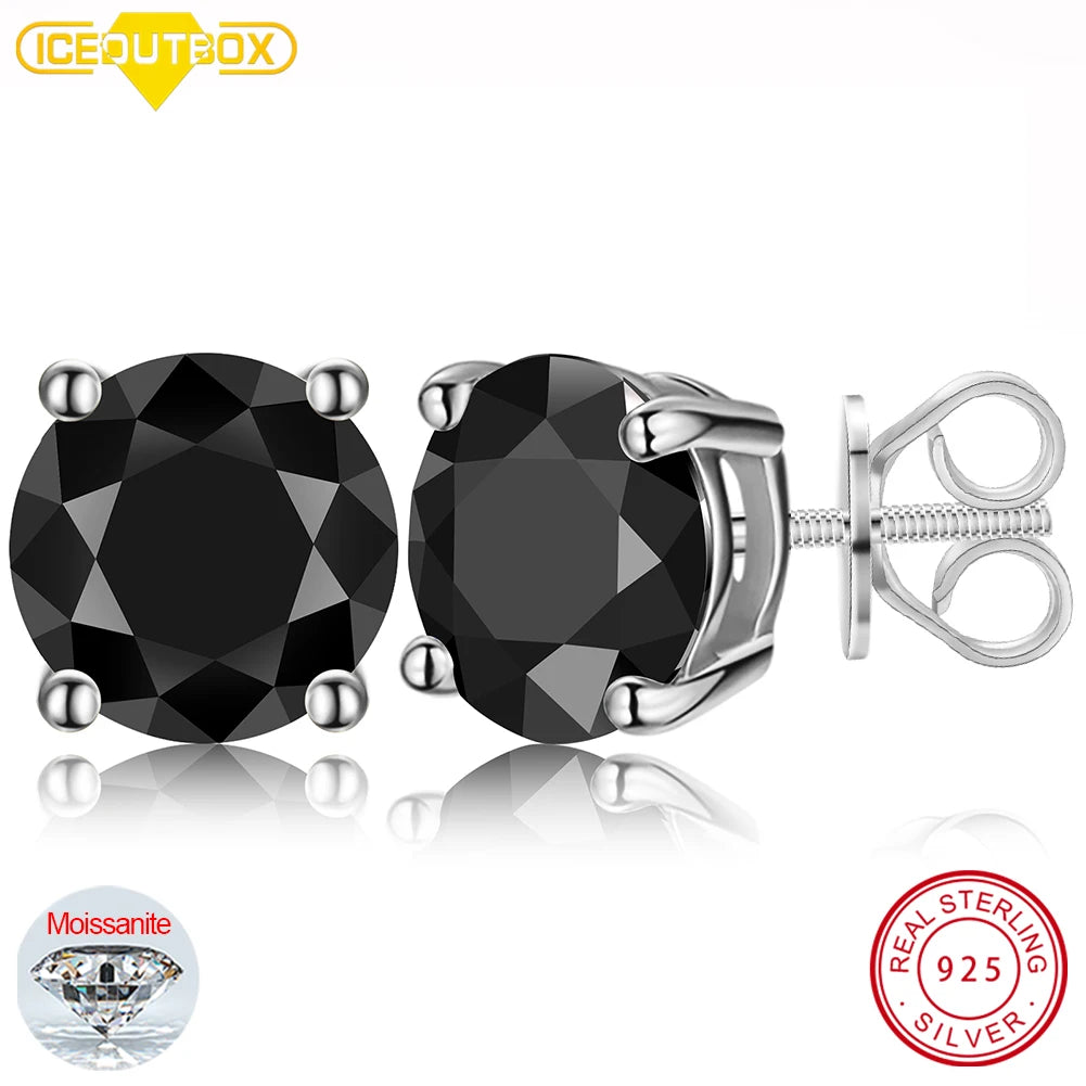 Real 0.5-2 Carat Black Moissanite Earrings