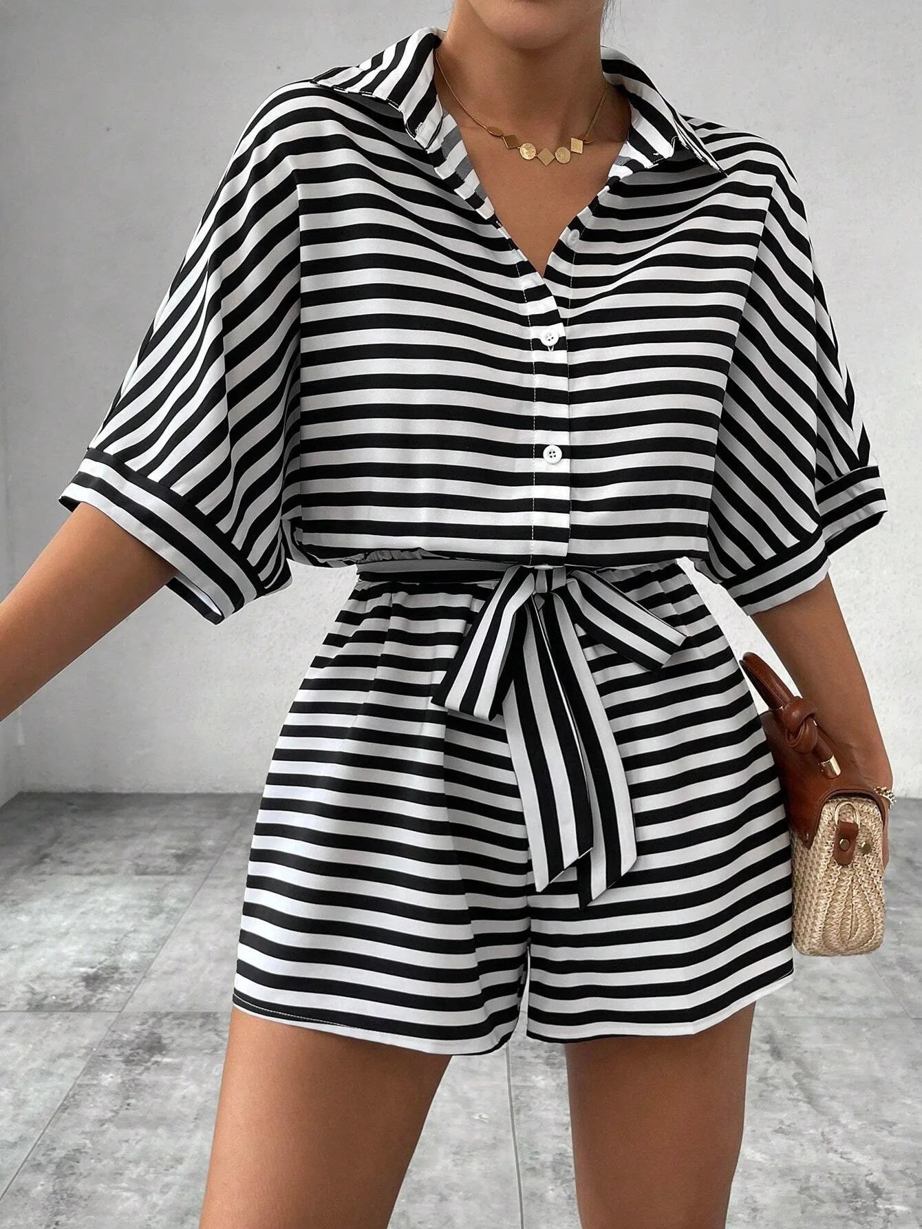 Shirt Top+ Shorts 2-piece Sets Woman